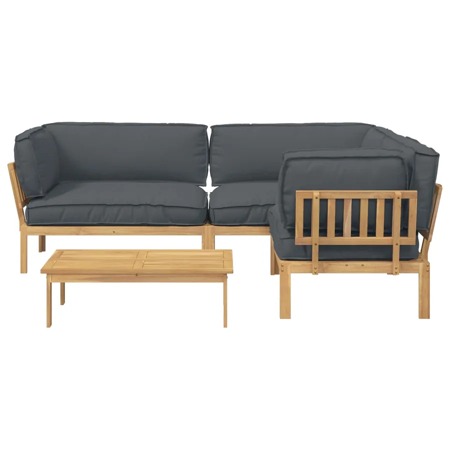 Ensemble de Canapés Uni 4 pcs Anthracite Bois d'Acacia Massif - 9