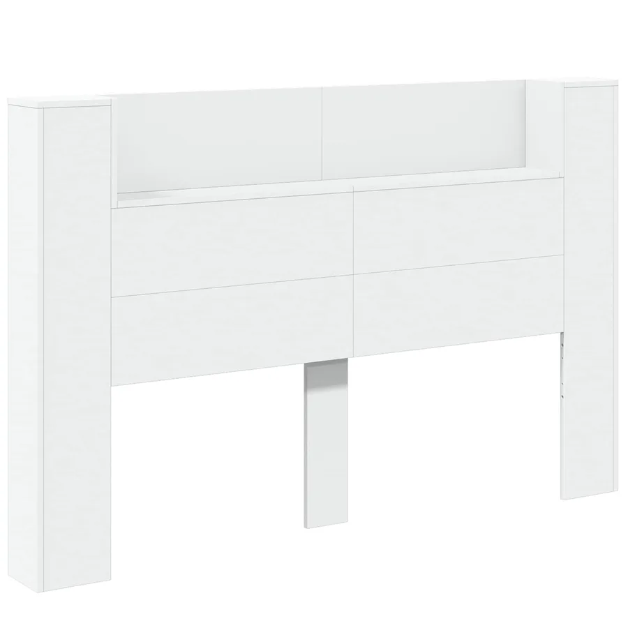 Tête de lit de rangement avec LED Blanc Bois d'ingénierie - 2