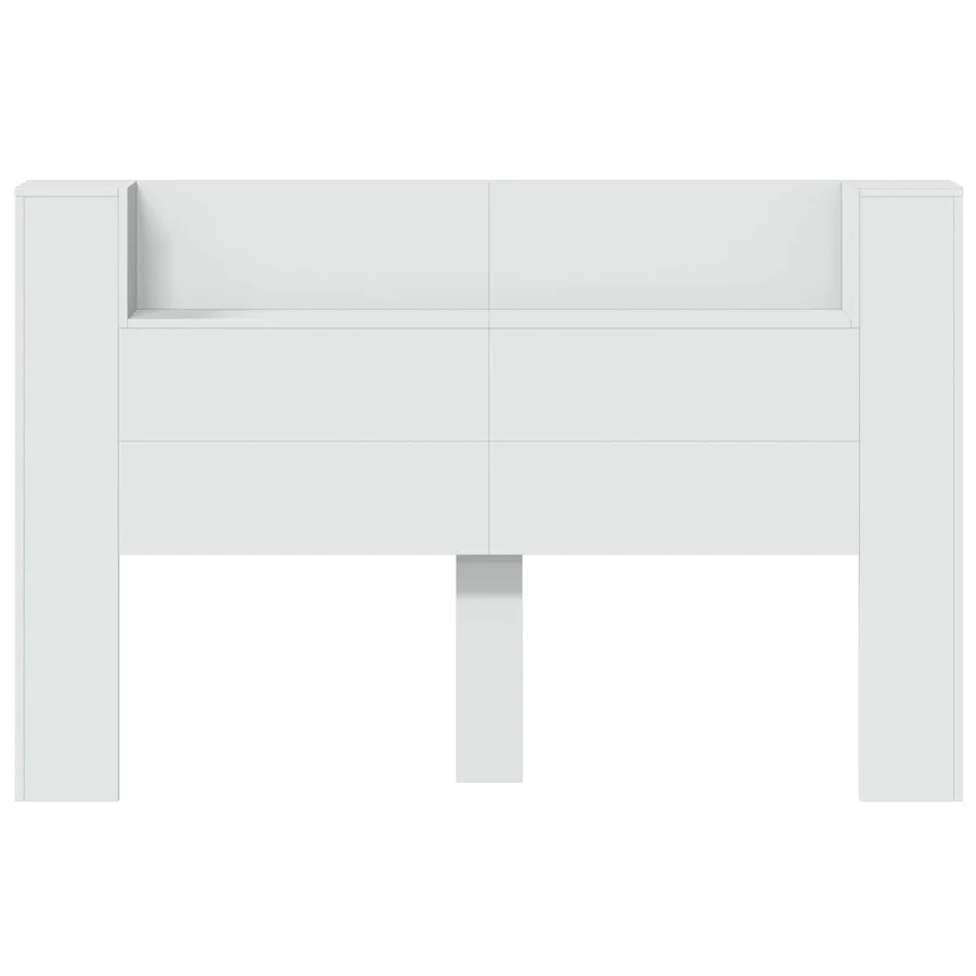 Tête de lit de rangement avec LED Blanc Bois d'ingénierie - 5