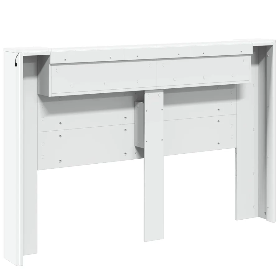 Tête de lit de rangement avec LED Blanc Bois d'ingénierie - 7