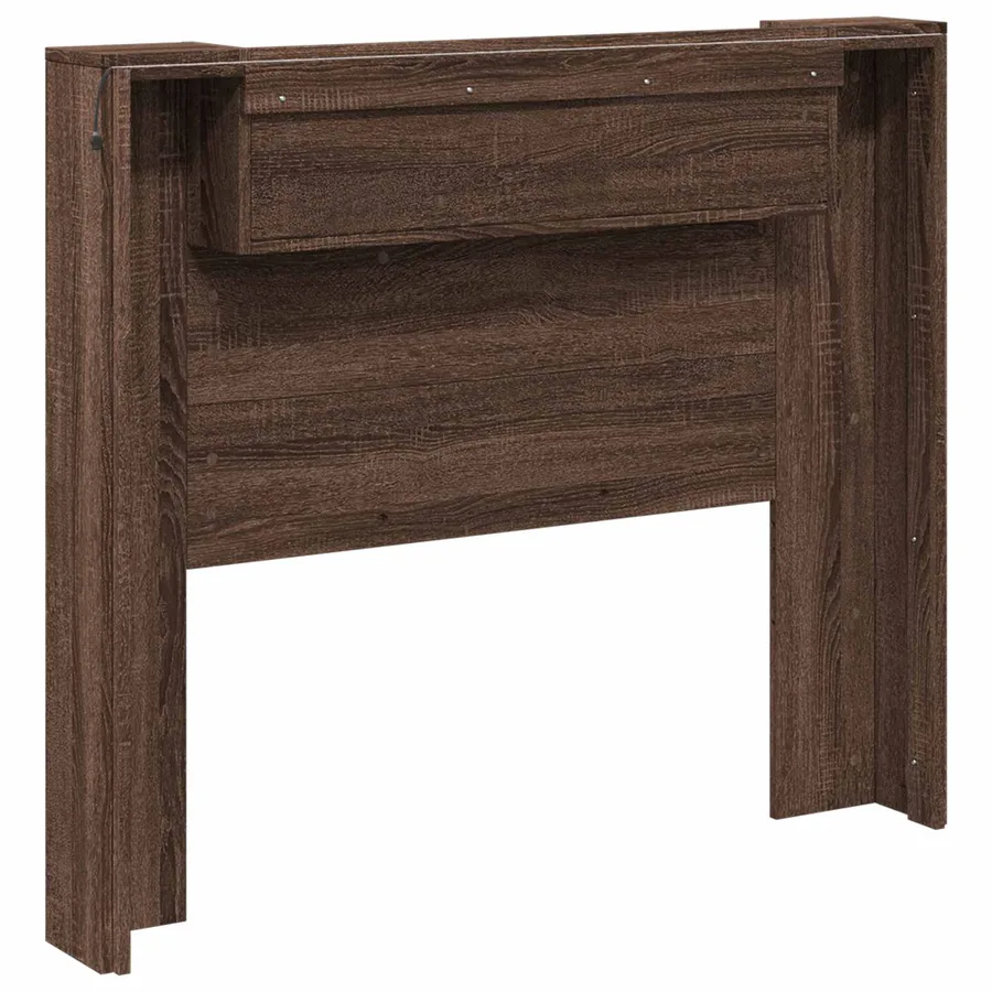 Tête de lit de rangement avec LED Chêne brun Bois d'ingénierie - 7