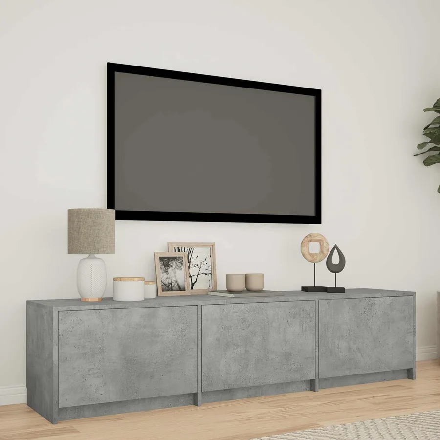 Meuble TV avec LED 165x34x40 cm Gris Béton Bois d’ingénierie