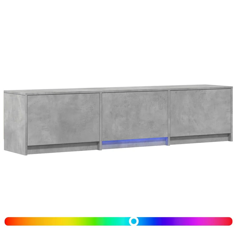 Meuble TV avec LED 165x34x40 cm Gris Béton Bois d’ingénierie - 2