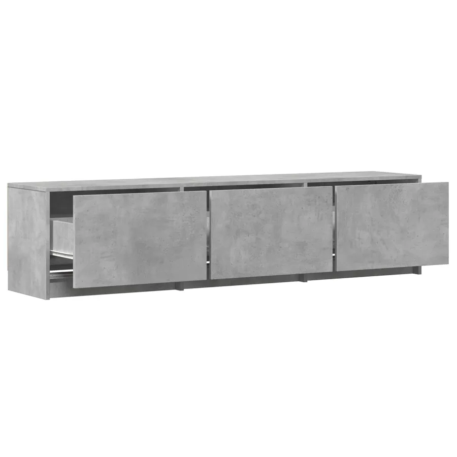 Meuble TV avec LED 165x34x40 cm Gris Béton Bois d’ingénierie - 8