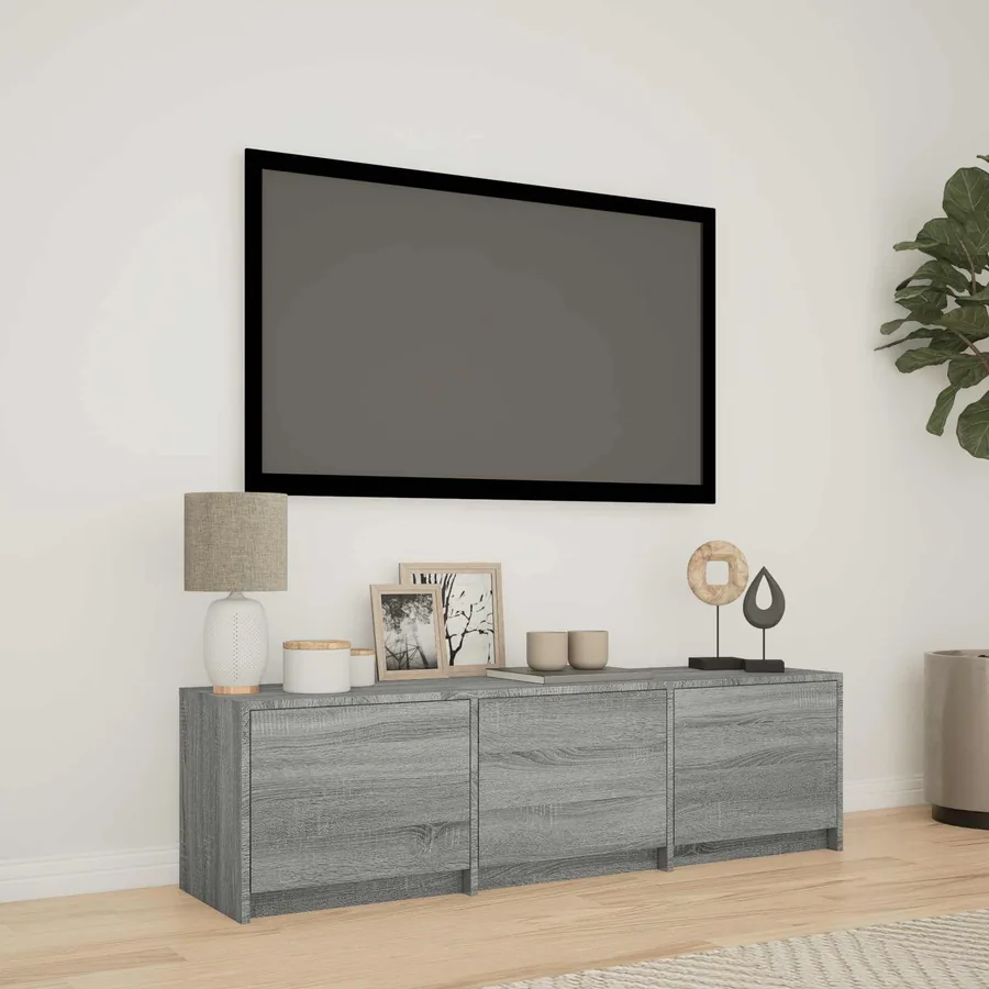 Meuble TV avec LED 140x34x40 cm Gris Sonoma Bois d’ingénierie