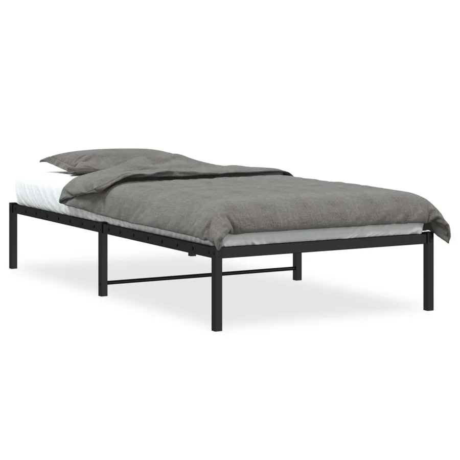Cadre de lit métal sans matelas noir 100x200 cm - 2