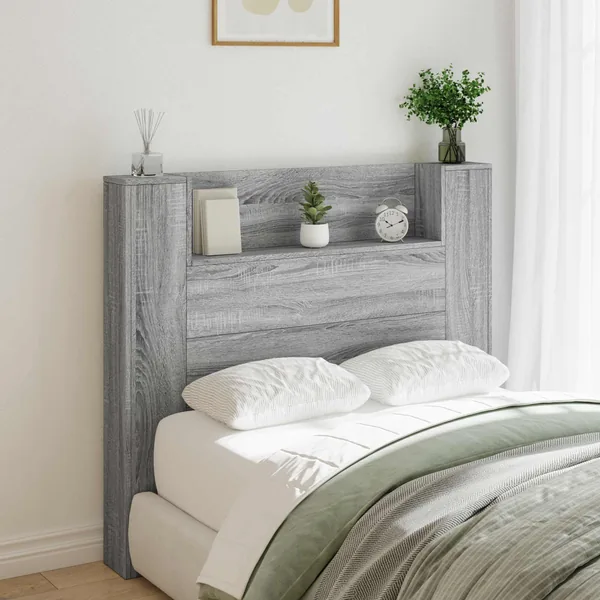 Tête de lit de rangement avec LED Sonoma gris Bois d'ingénierie