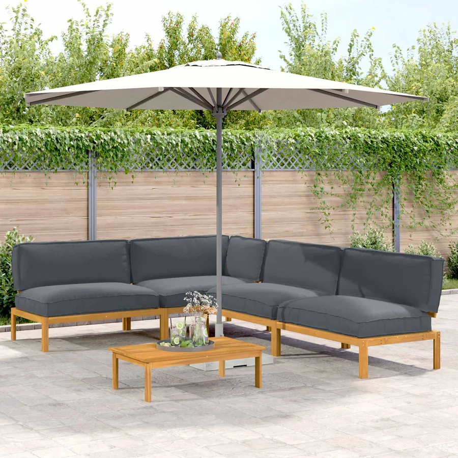Ensemble de Canapés Uni 5 pcs Anthracite Bois d'Acacia Massif