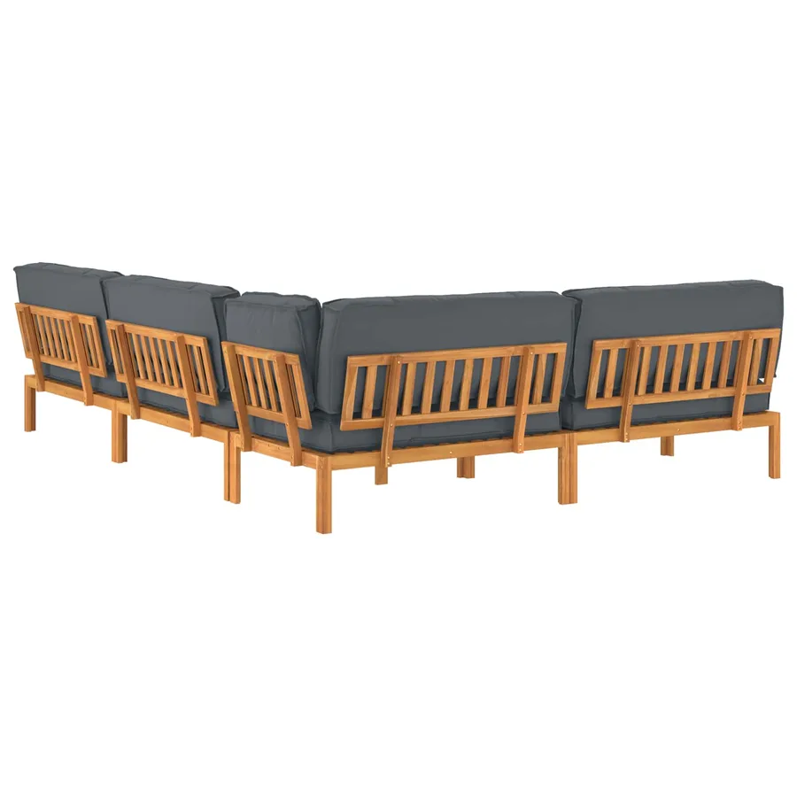 Ensemble de Canapés Uni 5 pcs Anthracite Bois d'Acacia Massif - 12