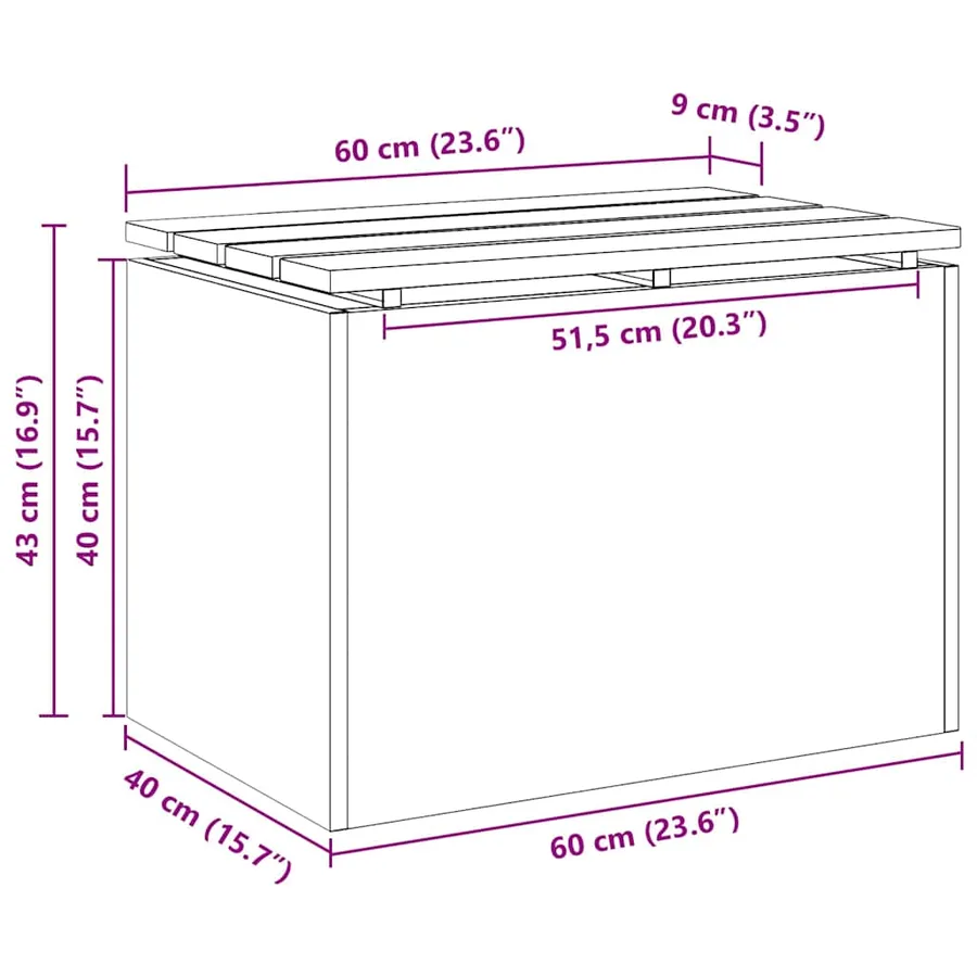 Banc de jardin Noir 60 x 40 x 43 cm - 11