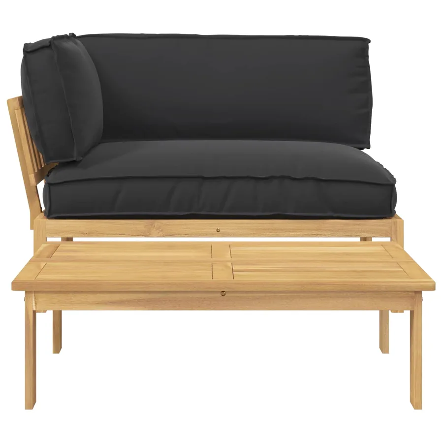 Ensemble de Canapés Uni 2 pcs Noir Bois d'Acacia Massif - 9