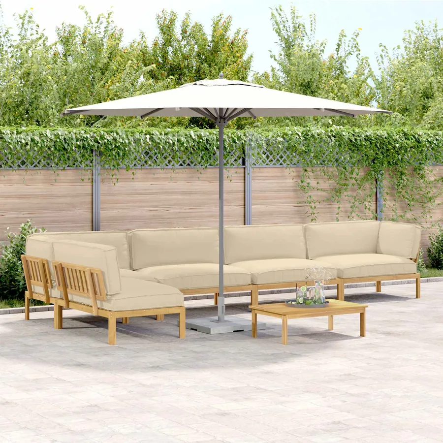 Ensemble de Canapés Uni 6 pcs Beige Bois d'Acacia Massif