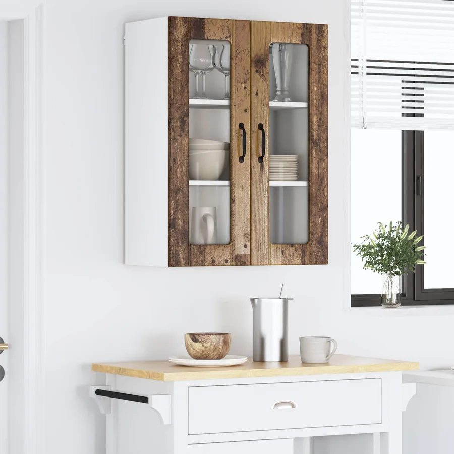 Cabinet en verre mural LUCCA Bois ancien 60 x 31 x 80 cm - 4