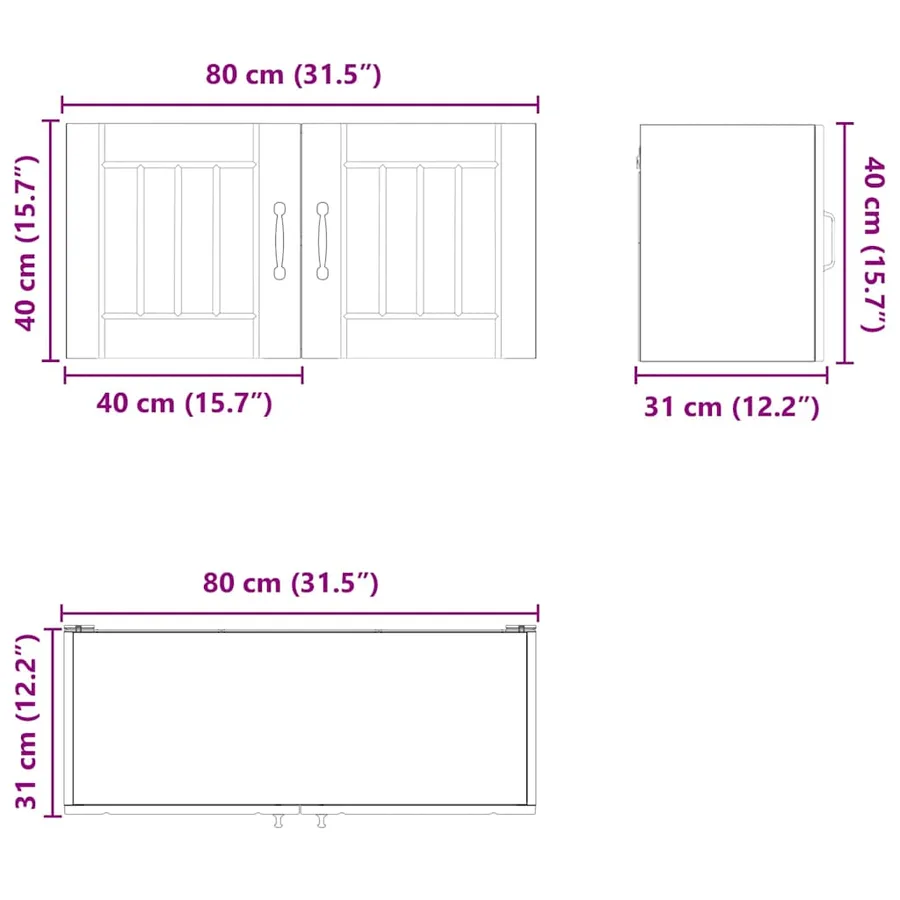 Meuble mural LUCCA Blanc brillant 80 x 31 x 40 cm - 13