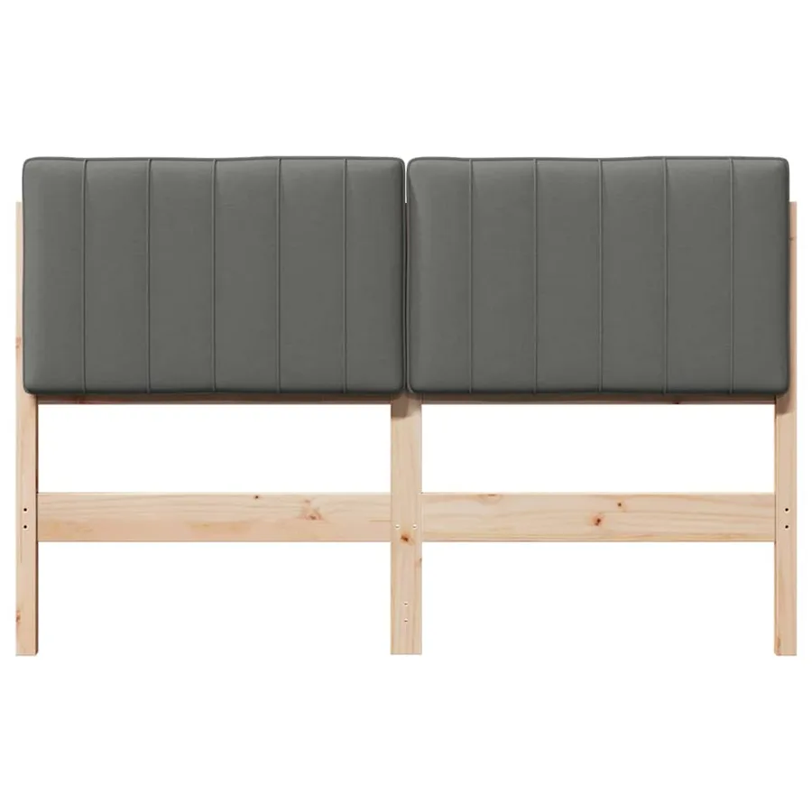Tête de lit capitonnée Marron et gris clair 135 cm Pin massif - 4