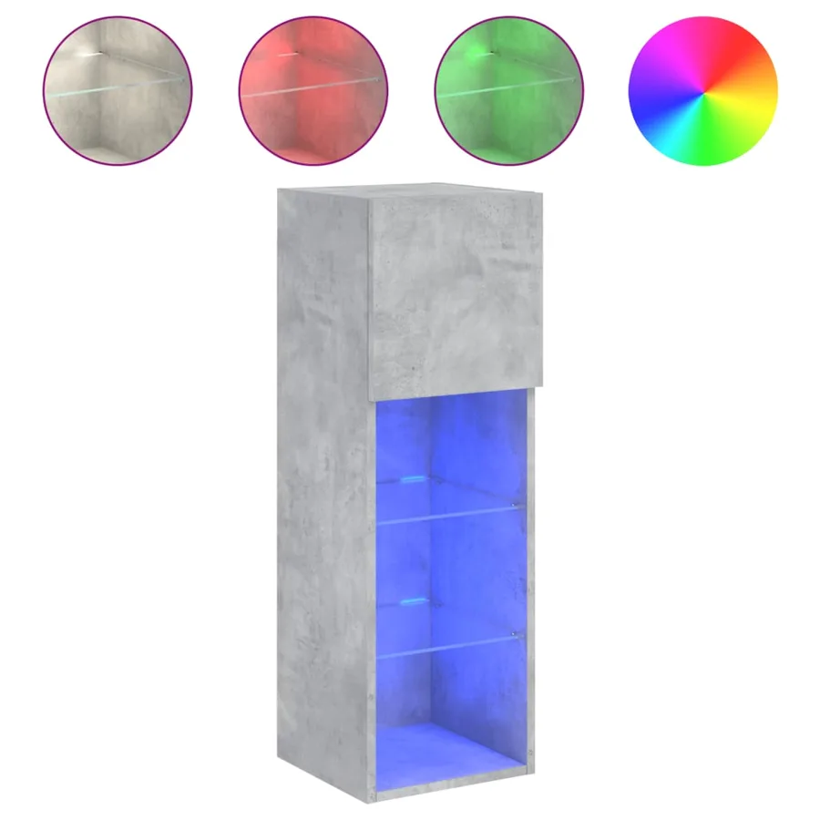 Meuble TV avec lumières LED gris béton 30,5x30x90 cm - 2