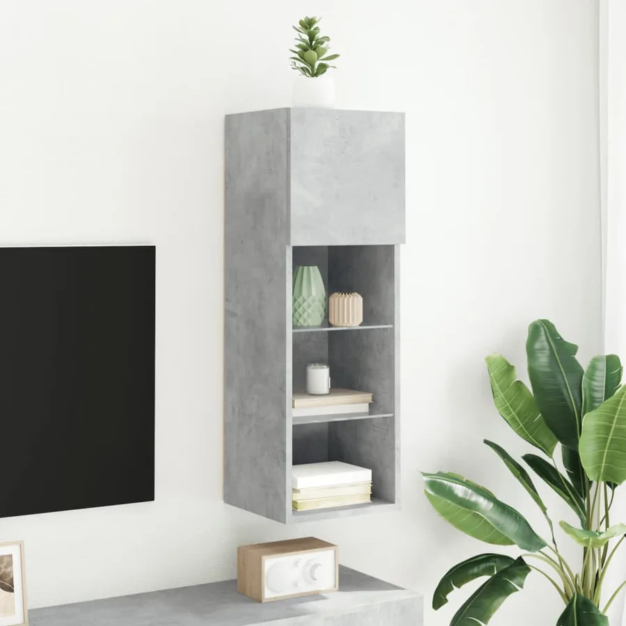 Meuble TV avec lumières LED gris béton 30,5x30x90 cm - 4