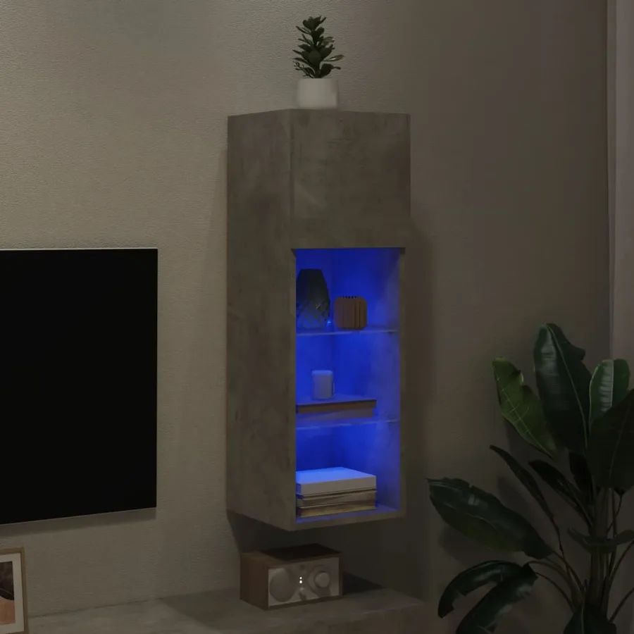 Meuble TV avec lumières LED gris béton 30,5x30x90 cm - 5