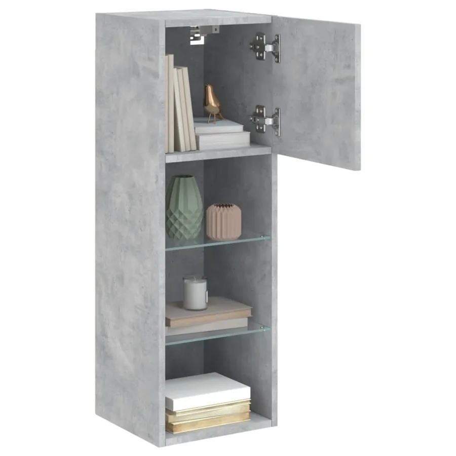 Meuble TV avec lumières LED gris béton 30,5x30x90 cm - 6