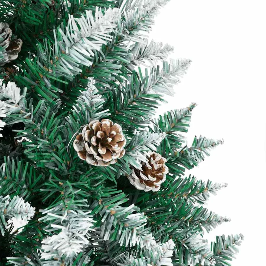 Sapin de Noël mince Vert 180 cm PVC et bois de pin massif - 12