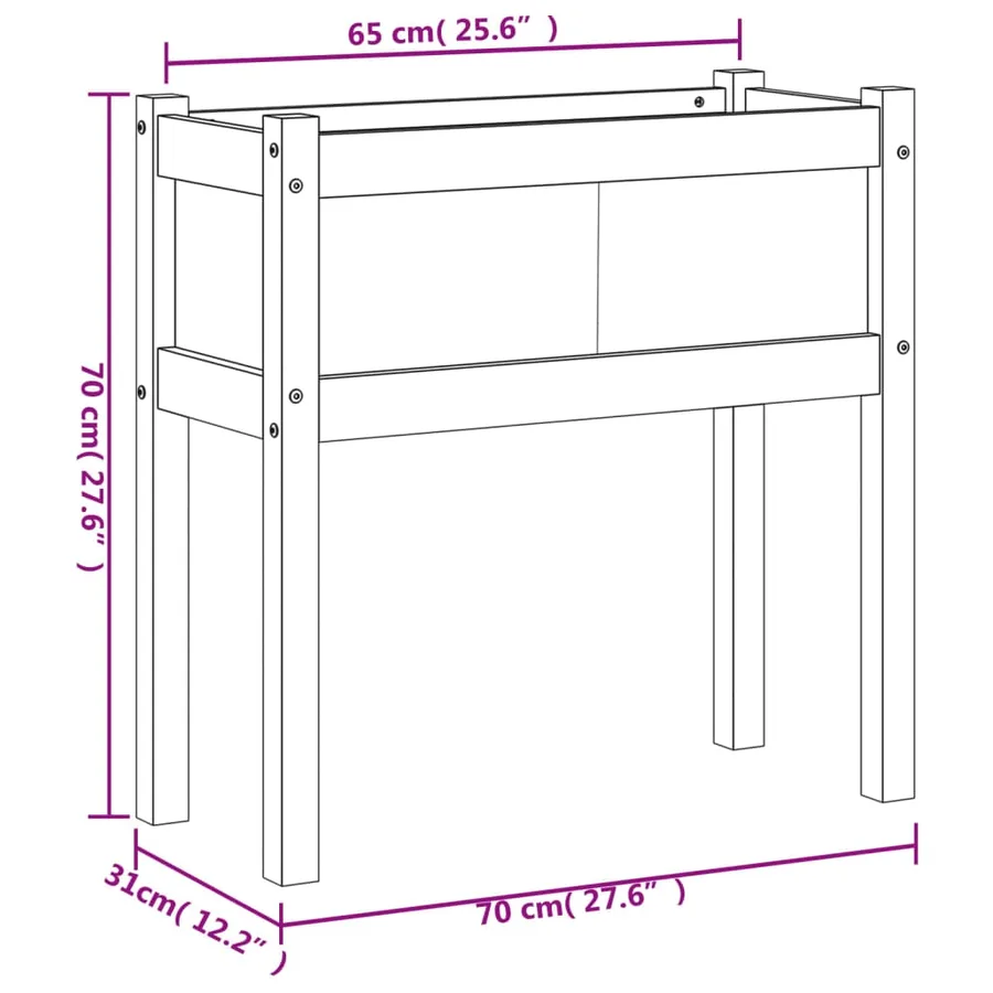 Jardinières avec pieds blanc 70x31x70 cm bois de pin massif - 11