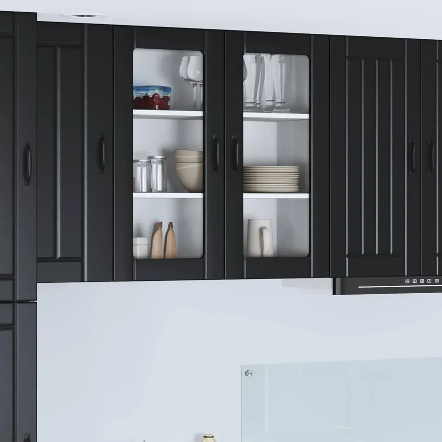 Cabinet en verre mural LUCCA Noir 80 x 31 x 80 cm