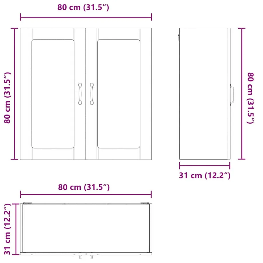 Cabinet en verre mural LUCCA Noir 80 x 31 x 80 cm - 12