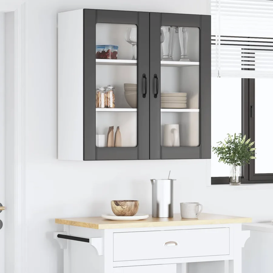 Cabinet en verre mural LUCCA Noir 80 x 31 x 80 cm - 4