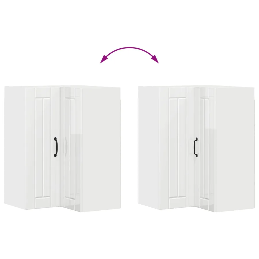 Cabinet d'angle mural LUCCA Blanc brillant 57 x 57 x 80 cm - 11