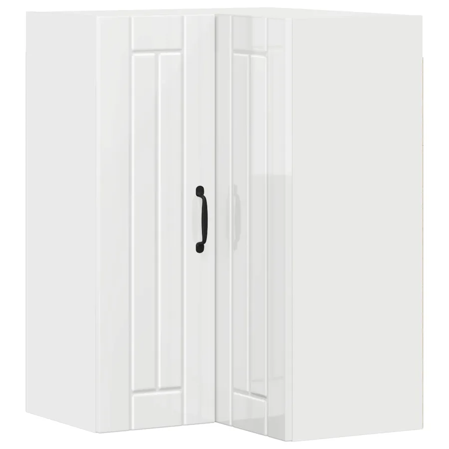 Cabinet d'angle mural LUCCA Blanc brillant 57 x 57 x 80 cm - 2