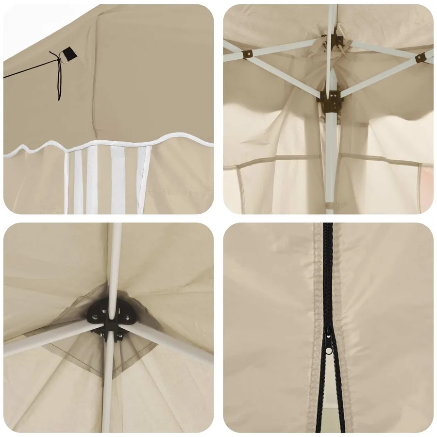Tente de fête pop-up 195 x 195 x 245 cm Crème Tissu Oxford - 12