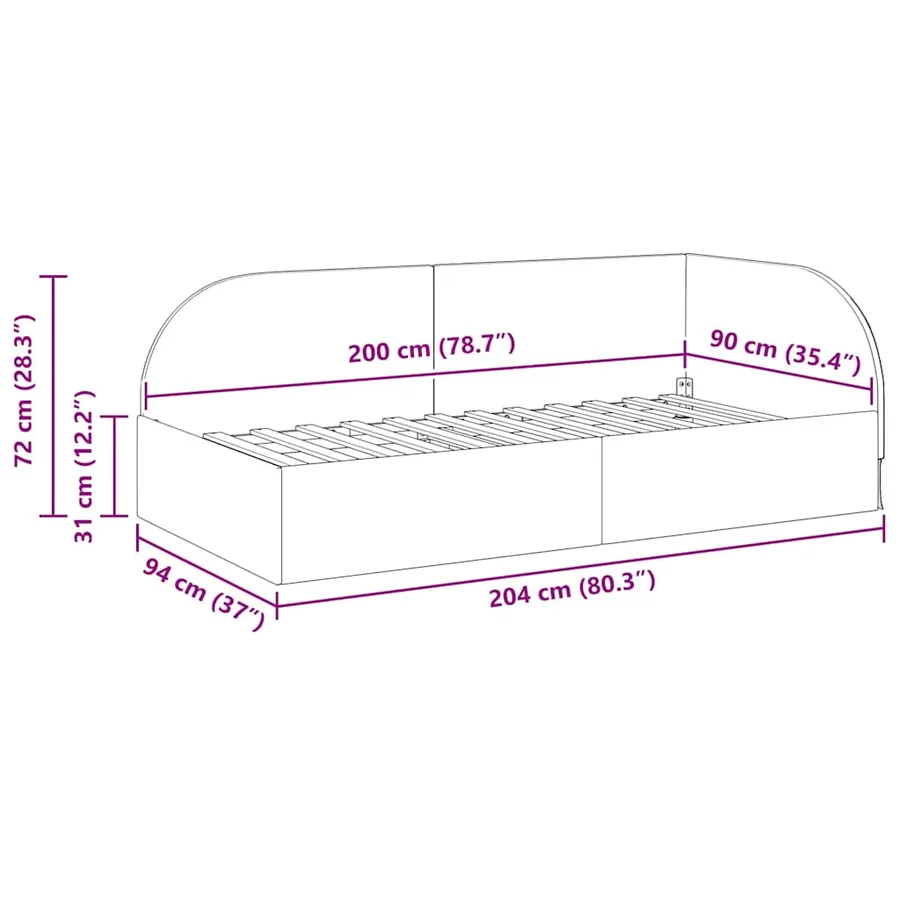 Cadre de lit d'angle Jaune 90 cm x 200 cm Velours - 11