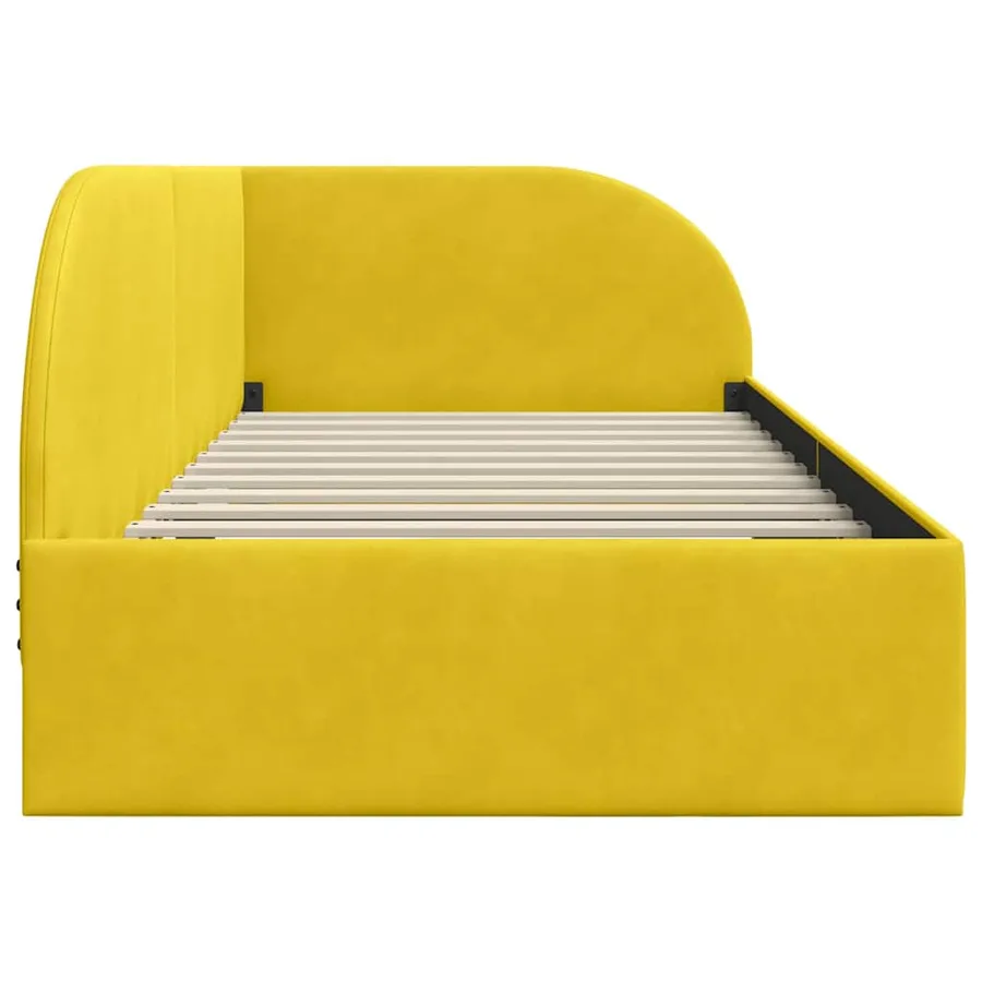 Cadre de lit d'angle Jaune 90 cm x 200 cm Velours - 6