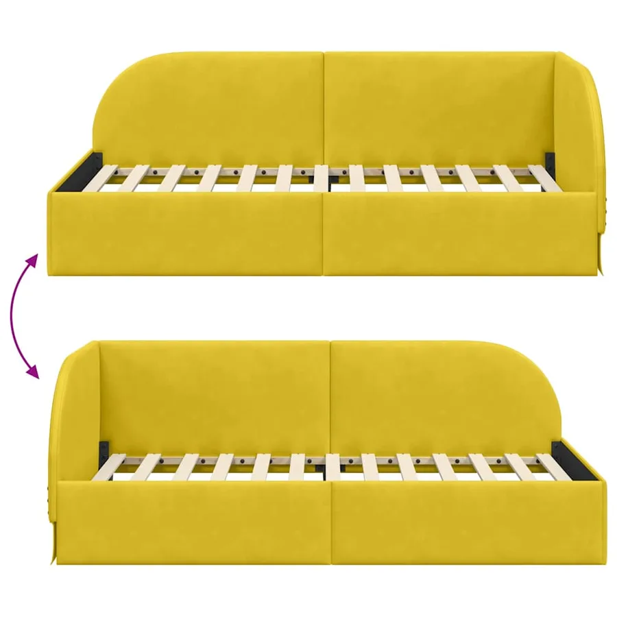 Cadre de lit d'angle Jaune 90 cm x 200 cm Velours - 9