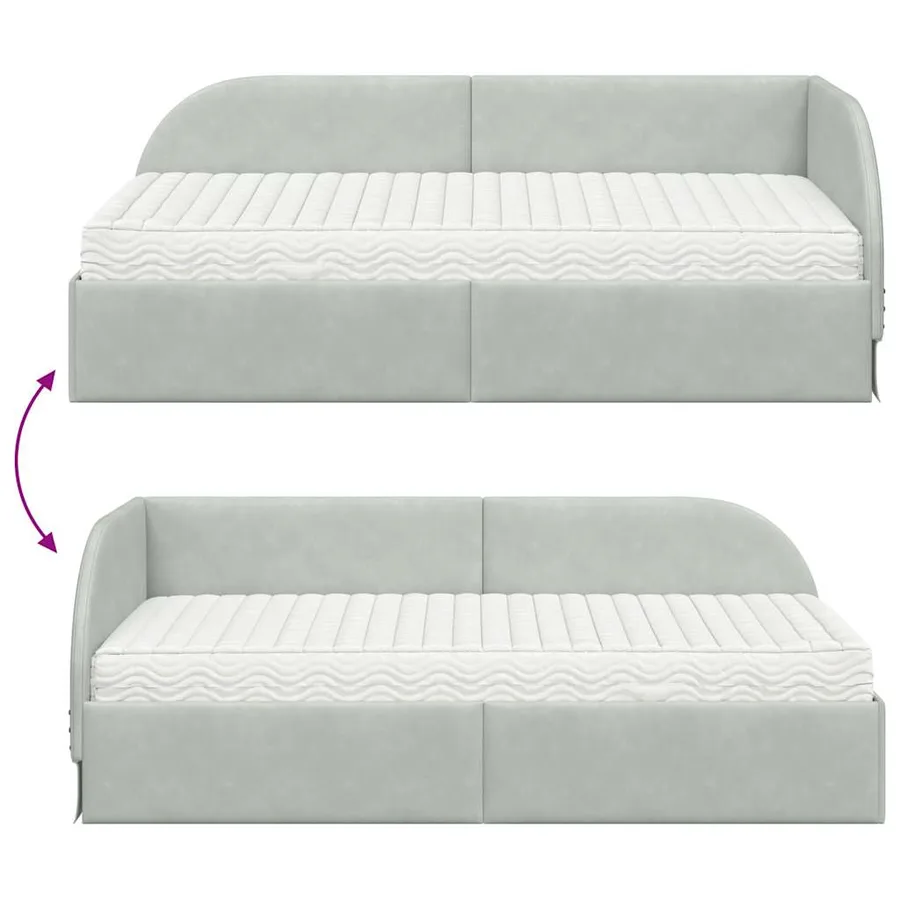 Cadre de lit d'angle avec matelas 2 pcs Gris clair Velours - 12