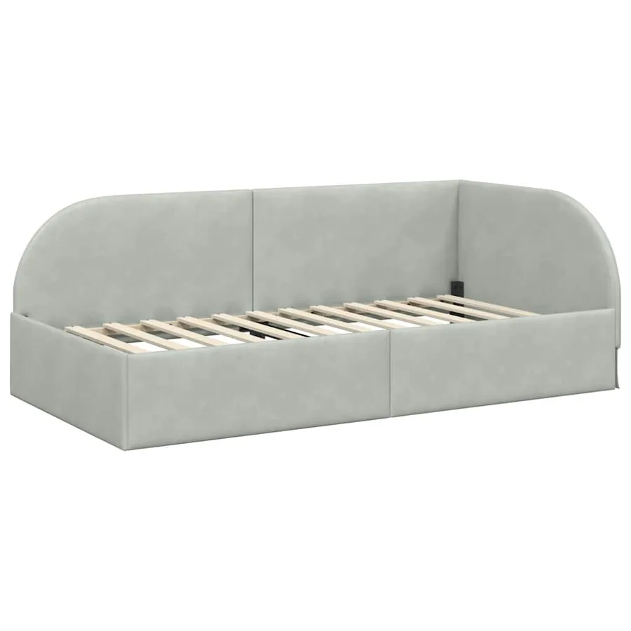 Cadre de lit d'angle avec matelas 2 pcs Gris clair Velours - 6