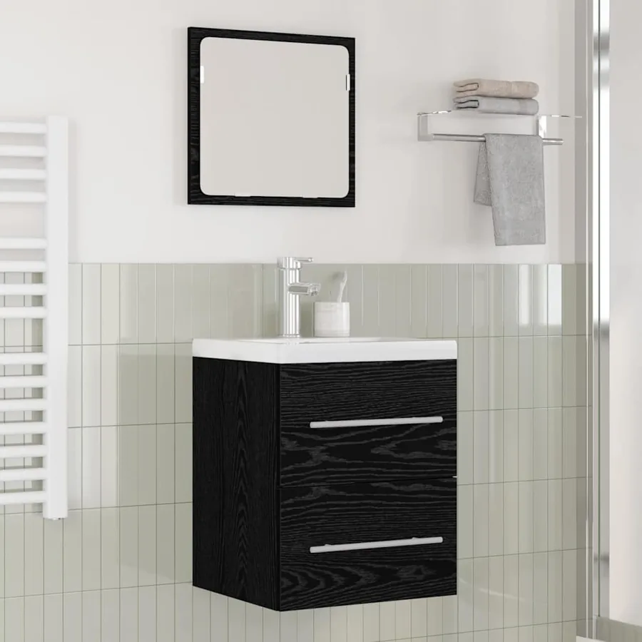 Meuble de Lavabo de Salle de Bain Noir 42 x 39 x 52 cm