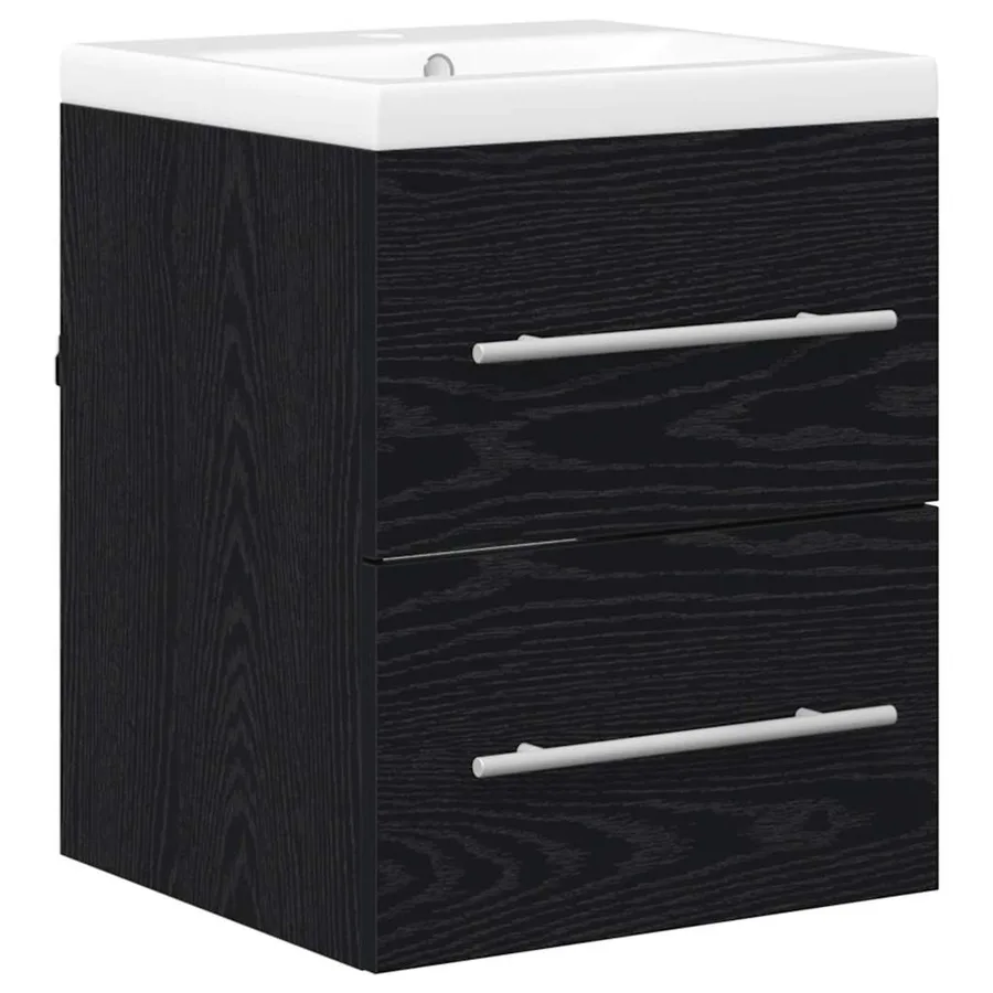 Meuble de Lavabo de Salle de Bain Noir 42 x 39 x 52 cm - 2