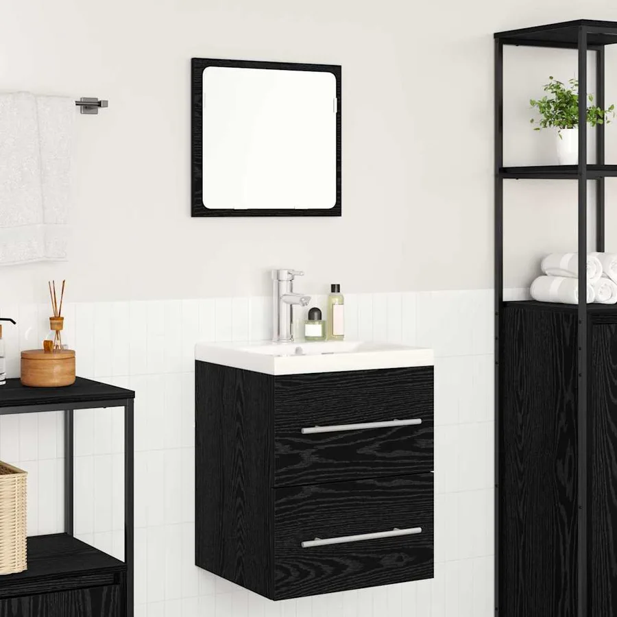 Meuble de Lavabo de Salle de Bain Noir 42 x 39 x 52 cm - 4