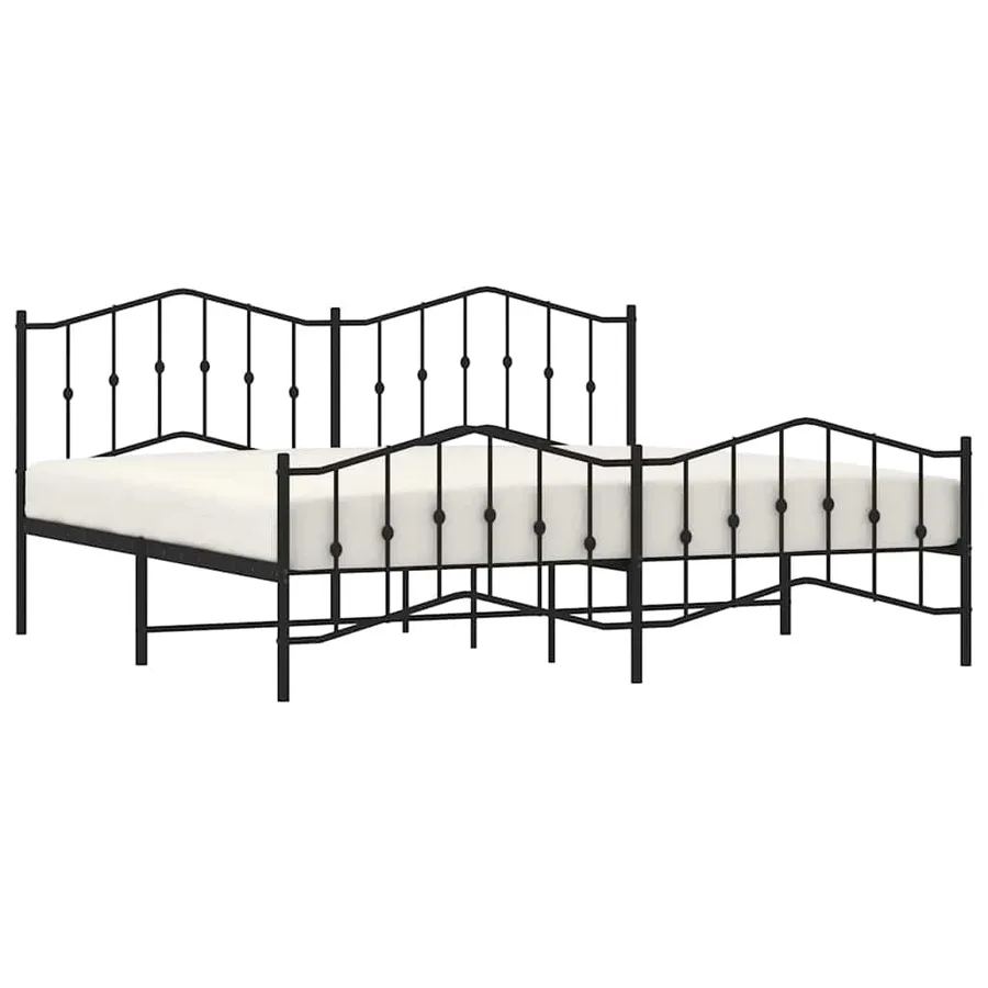 Cadre de lit métal sans matelas avec pied de lit noir 193x203cm - 4