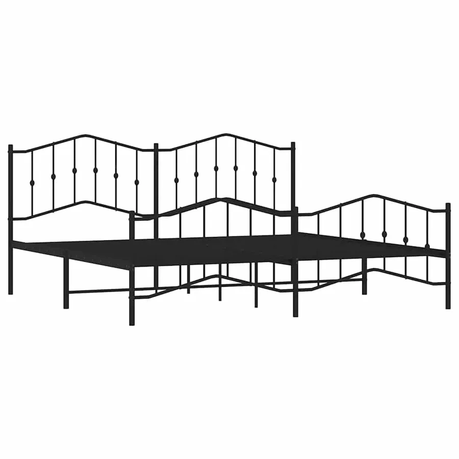 Cadre de lit métal sans matelas avec pied de lit noir 193x203cm - 5