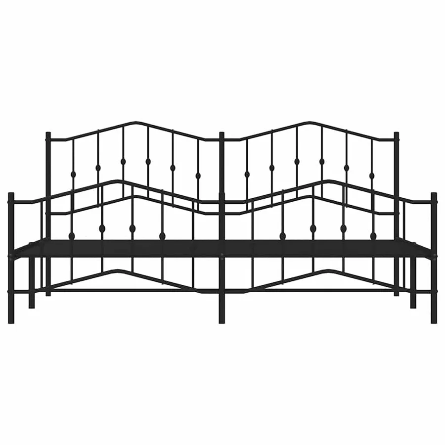 Cadre de lit métal sans matelas avec pied de lit noir 193x203cm - 6