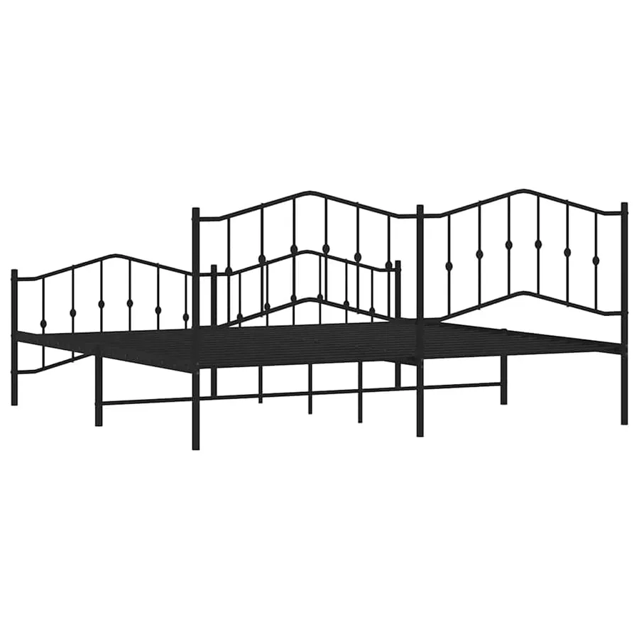 Cadre de lit métal sans matelas avec pied de lit noir 193x203cm - 8