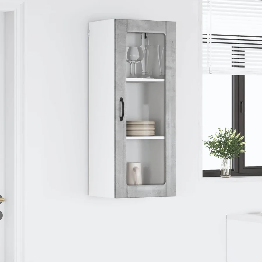 Cabinet en verre mural LUCCA Gris béton 40 x 31 x 100 cm - 4