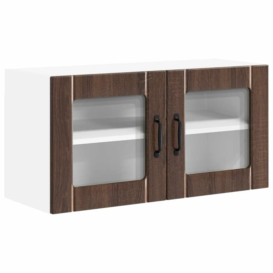 Cabinet en verre mural LUCCA Chêne brun 80 x 31 x 40 cm - 2