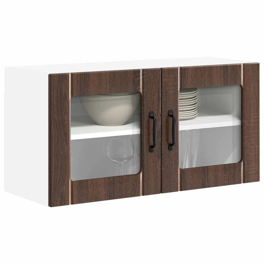 Cabinet en verre mural LUCCA Chêne brun 80 x 31 x 40 cm - 3