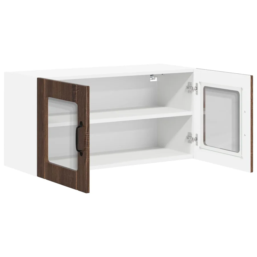Cabinet en verre mural LUCCA Chêne brun 80 x 31 x 40 cm - 5