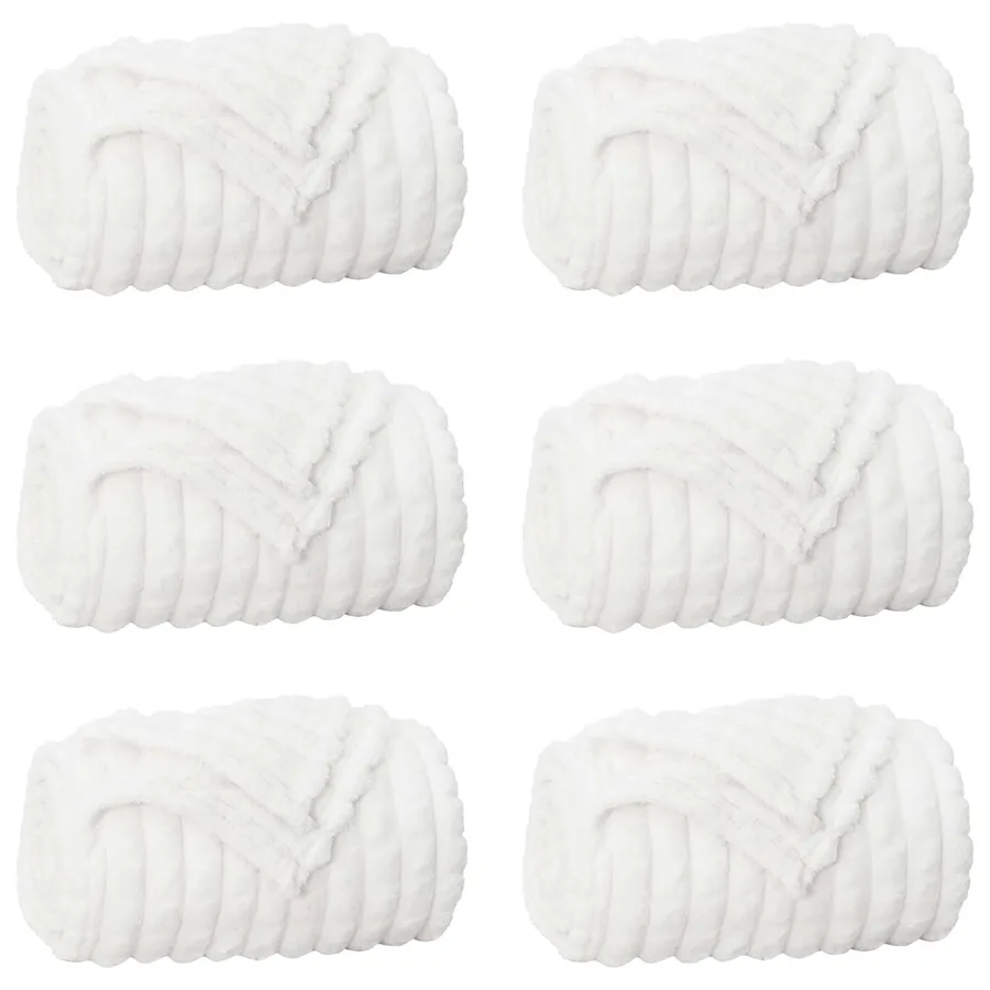 Couvertures à jeter 6 pcs Blanc 270 x 240 cm Toison - 2