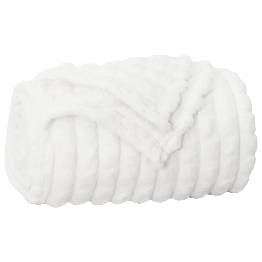 Couvertures à jeter 6 pcs Blanc 270 x 240 cm Toison - 4