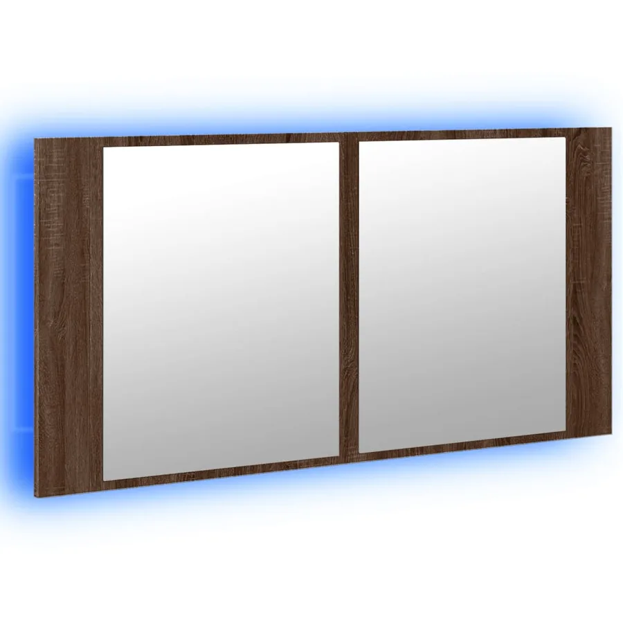 Armoire à miroir à LED de bain chêne marron 90x12x45 cm - 5